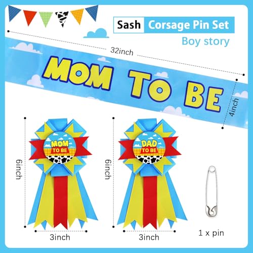 Mom to Be Sash and Dad Corsage Set for Baby Shower Decorations