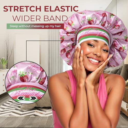 Pink Premium Silk Satin Sleeping Bonnet for Hair Protection