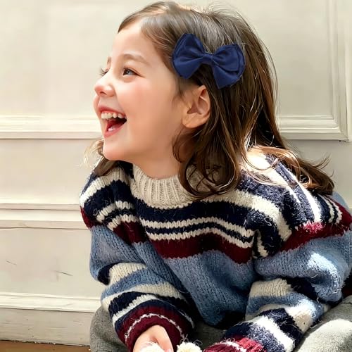2pcs Navy Blue Hair Bows with Alligator Clips - 3 x 1.7 in