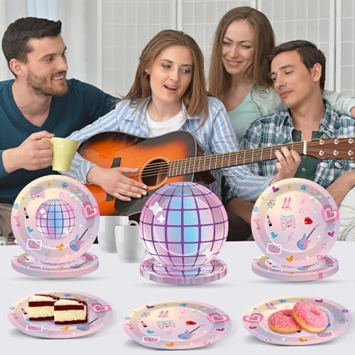 48 Pcs Music Star Party Plates - Colorful Disposable Dinnerware Set