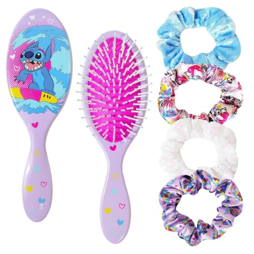 LUV HER Lilo & Stitch Hair Accessory Set - 9" Brush & 4 Scrunchies