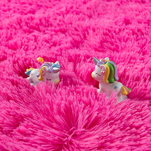 Foxmas Soft Plush Shaggy Area Rug 2x3ft Hot Pink for Kids & Nursery