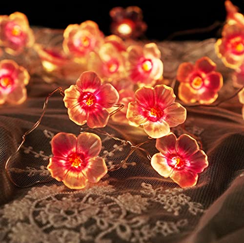 Cherry Blossom String Lights - 13ft 40 LED Fairy Lights with Timer