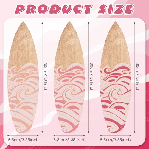 Surfboard Wall Decor Set - 3 Pink Wooden Beach Art Pieces