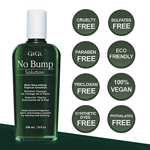 GiGi No Bump Solution - Ingrown Hair Treatment & Skin Smoothing for After Shave Waxing, Prevents Razor Bumps & Post-Waxing Irritation, 8 fl oz