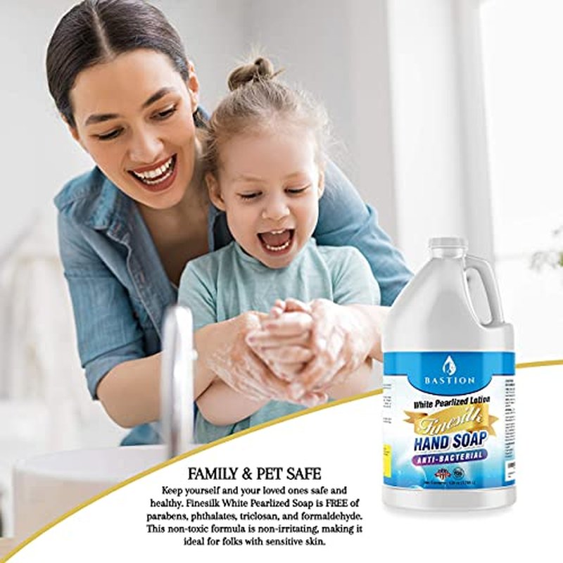 Antibacterial Liquid Hand Soap - Finesilk White Pearlized Formula | PH Balanced, Ultra-Strength, 1 Gallon Refill