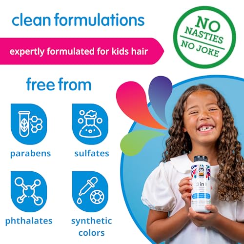 SoCozy 3-in-1 Kids Shampoo, Conditioner & Body Wash - Gentle Cleanser with Keratin & Kiwi Extract, Paraben-Free