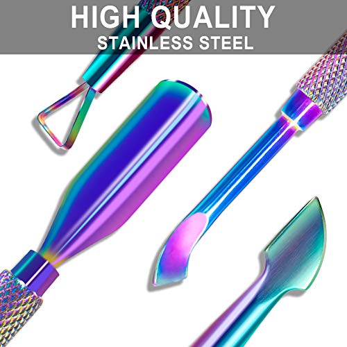 GA&EN 2PCS Stainless Steel Cuticle Pusher and Scraper Tool Set