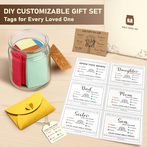 Bible Verse Prayer Jar with 90 Color-Coded Scripture Cards