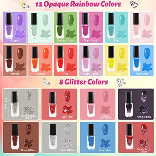Kids Nail Polish Set - 25 Non-Toxic Peel-Off Colors for Girls