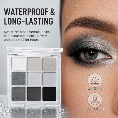 Black Smokey Eyeshadow Palette - 9 Cool Toned Shades