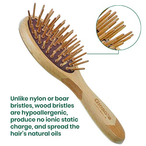 Giorgio Eco-Friendly Wooden Bristle Hairbrush GIO4 - Small Detangling Brush for Thick Hair