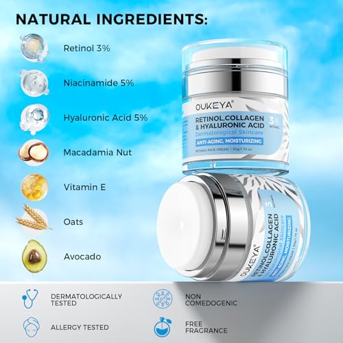 OUKEYA 3% Retinol Cream for Face and Neck - Anti-Aging Moisturizer