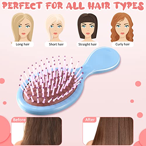 Sawysine 14-Pack Mini Detangling Hair Brush Set - Travel Size for Kids & Adults