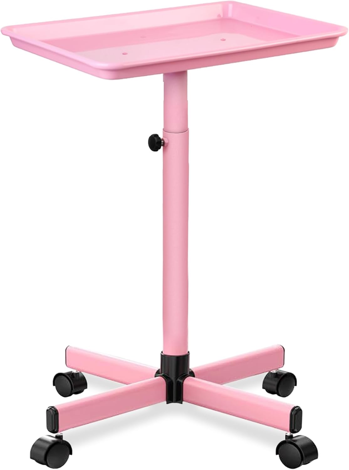 Height Adjustable Rolling Beauty Trolley Cart - Professional Salon Tray on Wheels | Black