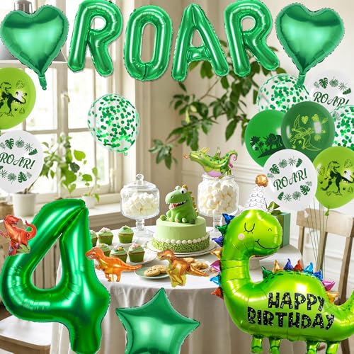 Dinosaur Birthday Balloon Set - 29 Pieces for 4th Birthday Party
