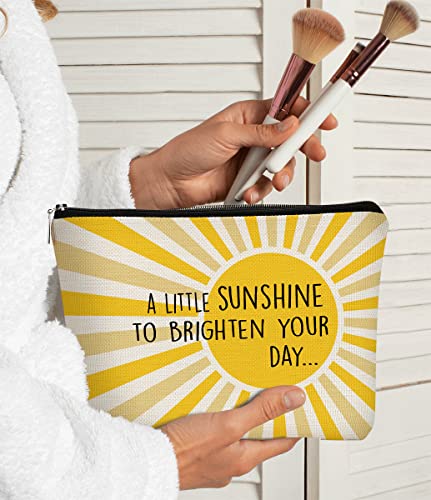 BARPERY Inspirational Makeup Bag - Yellow Summer Cosmetic Travel Organizer