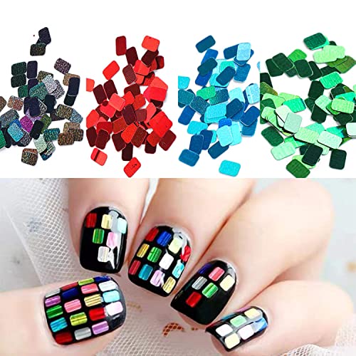 Square Glitter Nail Art Sequins 12 Colors Holographic Flakes for Manicure DIY