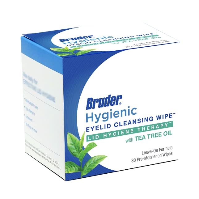 Hygienic Eyelid Cleansing Wipes - Tea Tree Oil Exfoliating Wipes | Rinse-Free, 30 Count Box
