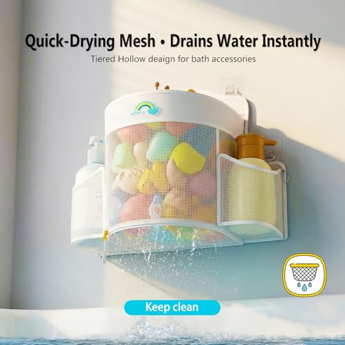 Austion Hanging Bath Toy Storage with Quick-Dry Mesh - Space-Saving Organizer for Kids