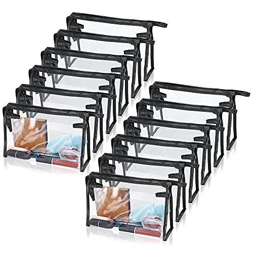 SITAKE 12-Piece Clear Waterproof Cosmetic Bags with Handles - Black