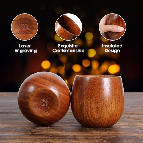 WALNDUX Handcrafted Wooden Whiskey Glass Set - Ideal Bourbon Gift