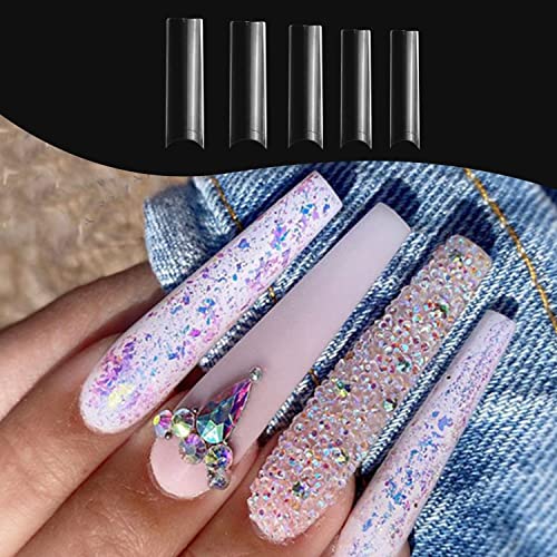 SITELENABY XXL No C Curve Square Nail Tips - Long Square Fake Nails, 500 pcs