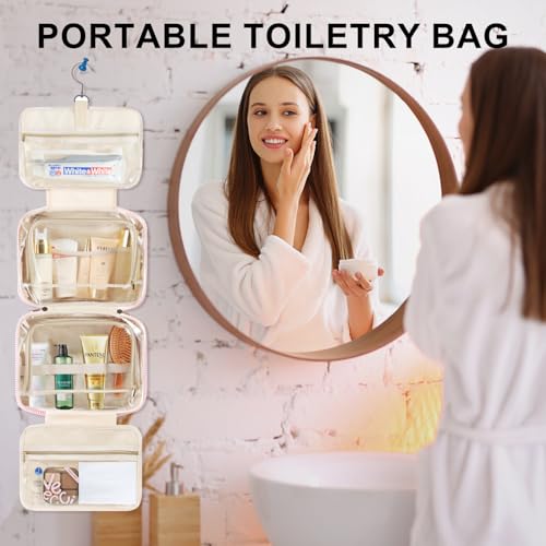 TOPEAST Travel Hanging Toiletry Bag & Makeup Bag, Personalized Initial Toiletry Pouch, Birthday Gifts for Women Teen Girls Friends, Cruise Essentials, Blue A