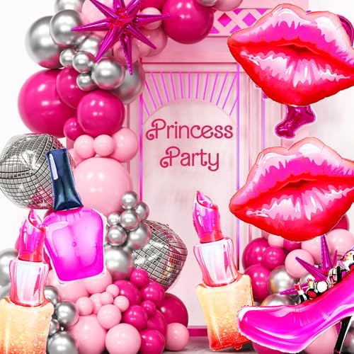 8-Piece Hot Pink Balloon Kit for Bachelorette and Makeup Parties