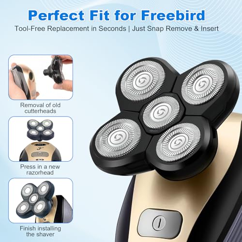3 Pack Replacement Blades for Freebird Head Shaver | 5-Blade Refills