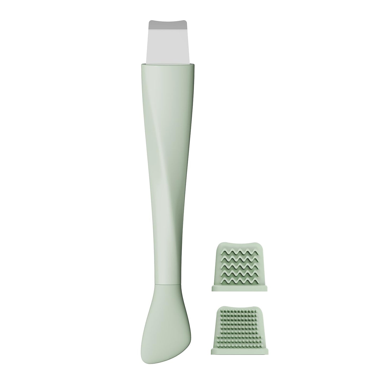 Vangines Blackhead Remover Tool, Stainless Steel Face Scraper, Skin Scrubber Face Spatula for Deep Cleansing, 3-in-1 Skin Care Tool with Blackhead Scraper, Mask Applicator & 2 Silicone Heads (Green)