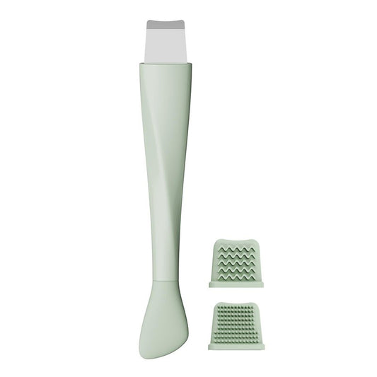 Vangines Blackhead Remover Tool, Stainless Steel Face Scraper, Skin Scrubber Face Spatula for Deep Cleansing, 3-in-1 Skin Care Tool with Blackhead Scraper, Mask Applicator & 2 Silicone Heads (Green)