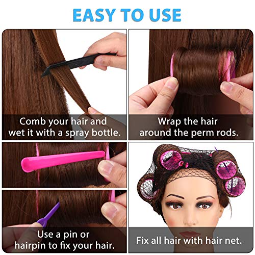 Multicolor 141 Pcs Plastic Hair Curlers Set with Clips & Pins for Styling