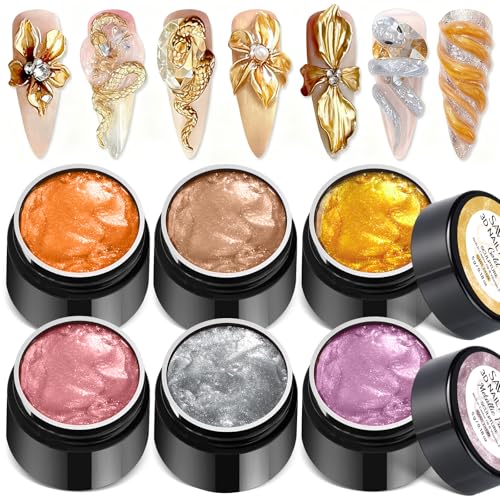 SAVILAND A1 Metallic 3D Sculpture Gel Set - Non-Sticky Nail Gel