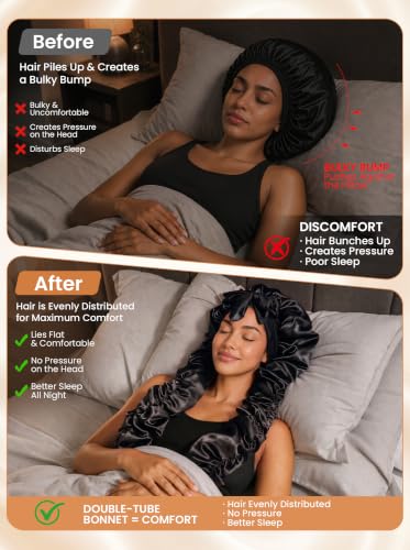 XXL Double Layer Satin Bonnet for Long Hair & Braids - Heatless Curl Cap
