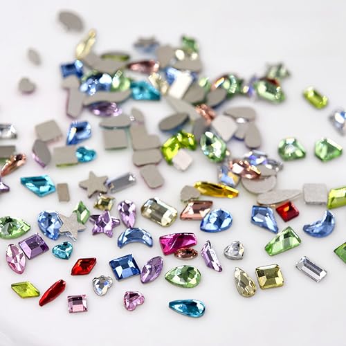 300Pcs Colorful Mini Nail Rhinestones - Multi Shape Charms for Nail Art