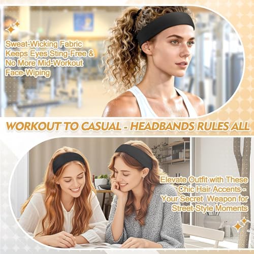 8-Pack Elastic Headbands for Women & Men - Soft, Durable Hair Accessories
