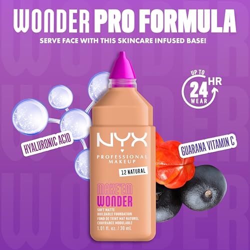 NYX Professional Make 'Em Wonder Liquid Foundation 12 Natural 1.01 Fl Oz