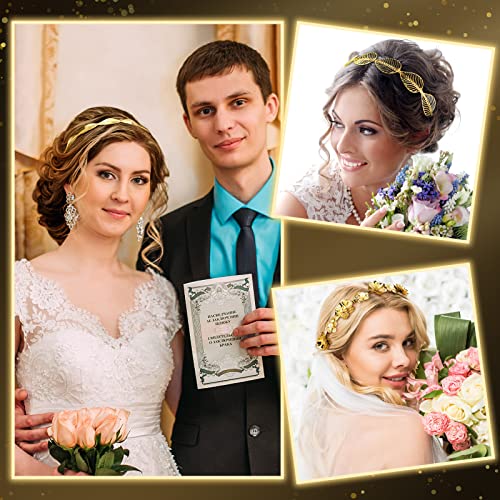 Gold Leaf Headbands Set - 6 Pcs Pearl Headbands for Women