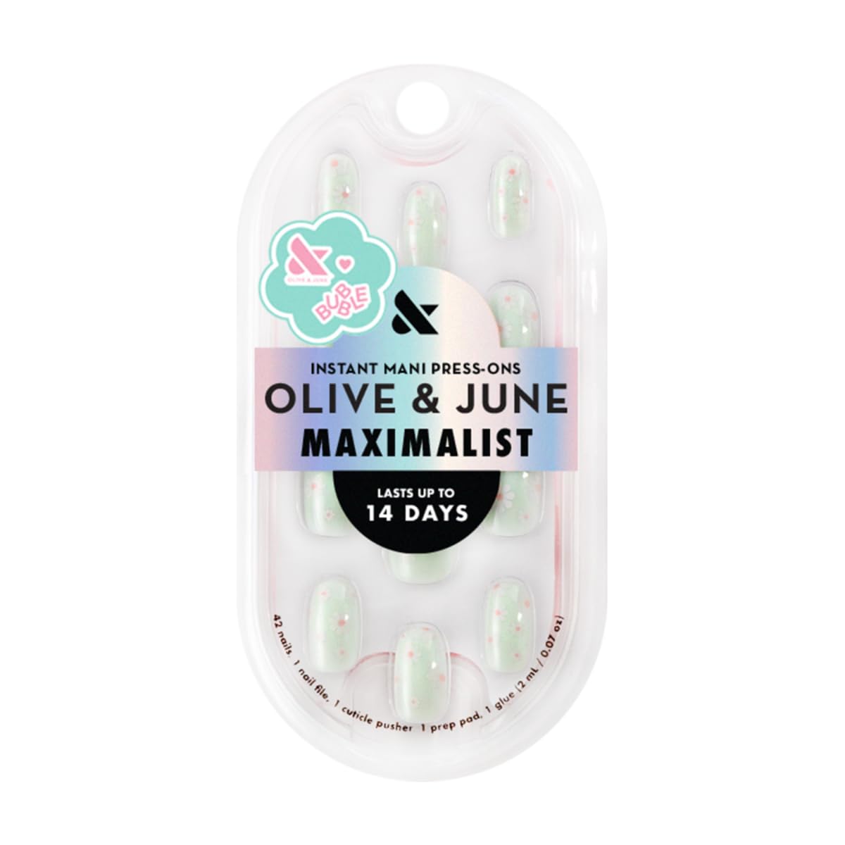 Maximalist Press-On Nails - Non-Toxic, Long-Lasting, Salon-Quality | 42 Fake Nails in 21 Sizes - Short Round Sky Chrome