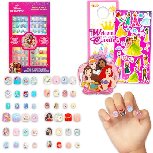 Disney Princess Press-On Nails for Kids - 48 Stick-On Nails & Stickers