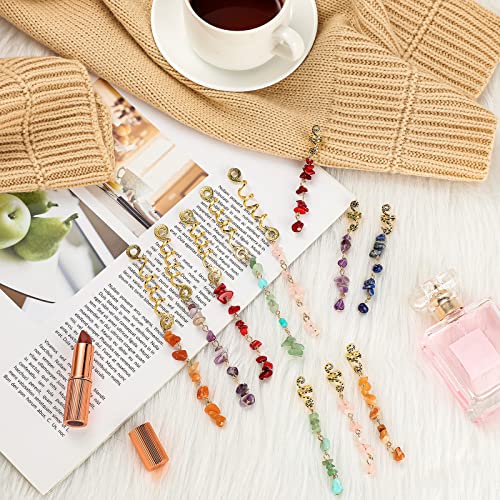 BBTO 12 Pcs Gold Dreadlock Hair Cuffs for Braids Bright Colors