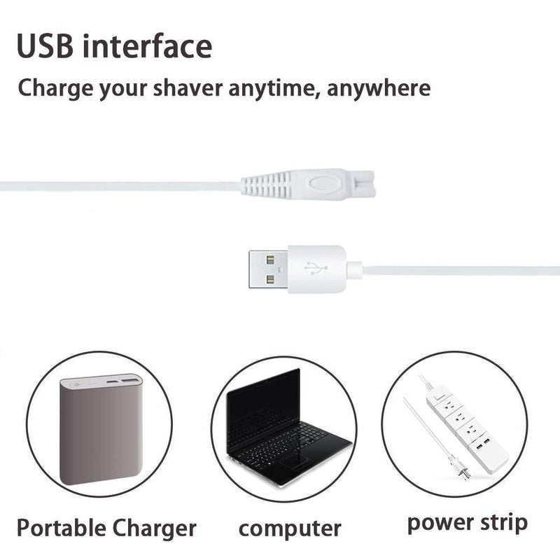 Shaver Charger for Finishing Touch Flawless Legs Rechargeable Ladies Shaver Power Cord 5V Replacement Charger USB Women Trimmer Charging Cable