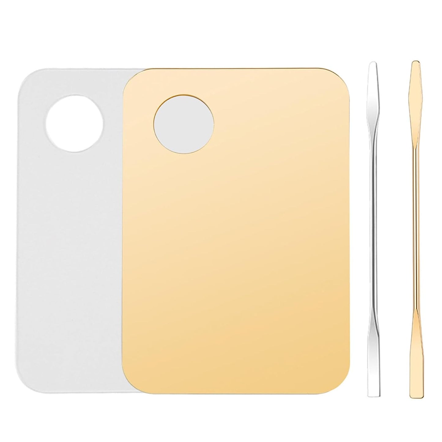 Makeup Mixing Palette Set - 4 Pcs Makeup Trays with Spatula for Foundation, Eyeshadow & Lipstick | Pink & Transparent