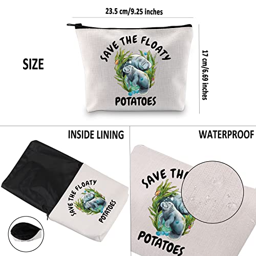 Save The Floaty Potatoes Manatee Makeup Bag - G2TUP Travel Pouch