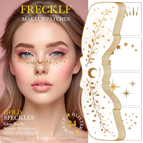 24PCS Waterproof Gold Glitter Face Tattoos for Festivals