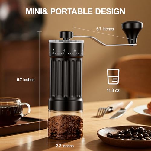 Portable Manual Coffee Grinder with Ceramic Burr - 40 Settings, 30g Capacity