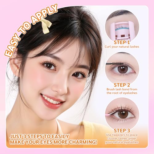 MLEN DIARY Natural Eyelash Clusters 60PCS C Curl Wispy 11-13mm