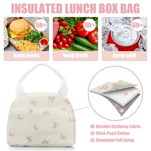 BuyCard Insulated Lunch Bag for Women - Cute Corduroy Tote