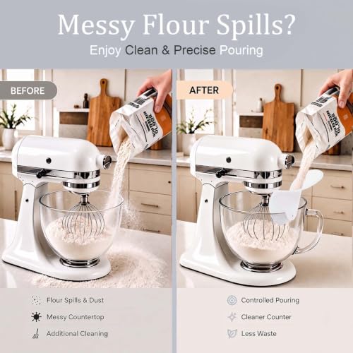 Silicone Flour Funnel for KitchenAid Stand Mixer - Easy Pour Spout